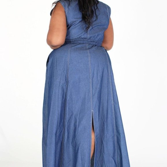 NWT Demin Plus Maxi Button Down Dress - Picture 9 of 9